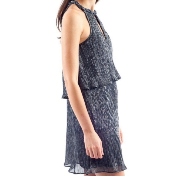 Ella Moss Cerine Cocktail Popover Halter Metallic Tiered Party Dress Size Medium - Picture 13 of 14